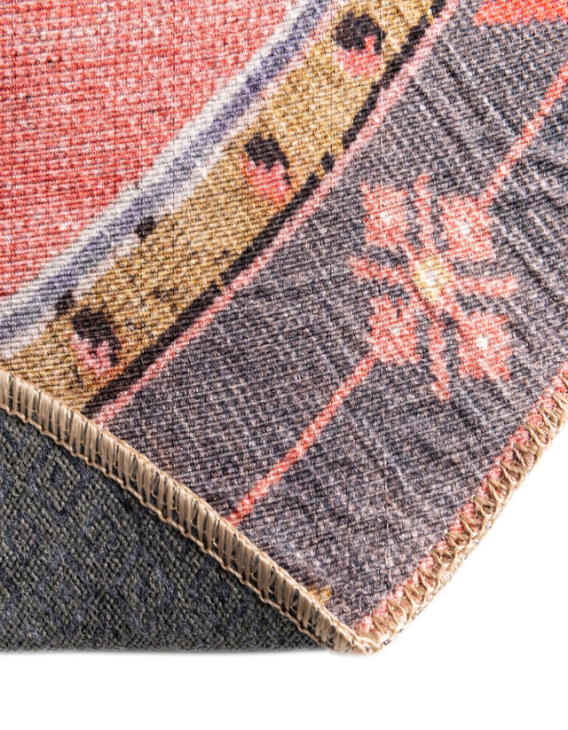 Washable Pink 7' 7 x 7' 7 Timeless Round Area Rug Easy to Clean Stain Resistant & Durable Traditional Classic Vintage Design Carpet for Sale at Rug Engine