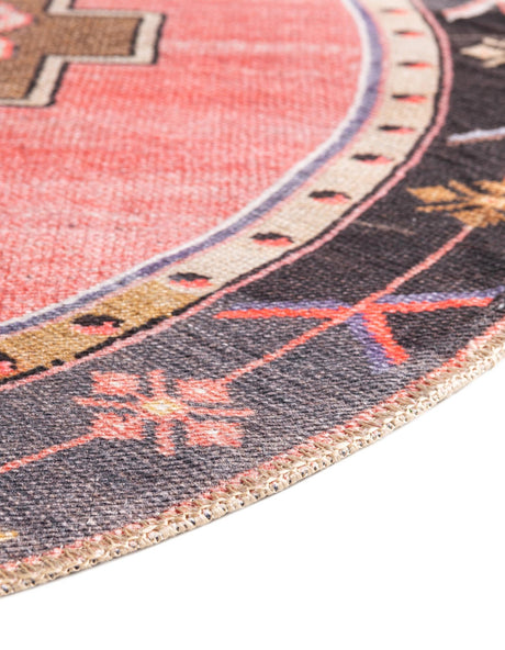 Washable Pink 5' x 8' Timeless Oval Area Rug Easy to Clean Stain Resistant & Durable Traditional Classic Vintage Design Carpet for Sale at Rug Engine