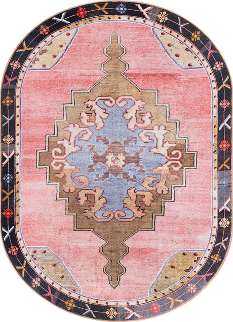 Pink 8' x 10' 6 Timeless Washable Oval Rug