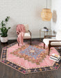 Washable Pink 5' x 5' Timeless Octagon Area Rug Easy to Clean Stain Resistant & Durable Traditional Classic Vintage Design Carpet for Sale at Rug Engine