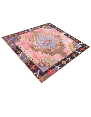Washable Pink 7' 6 x 7' 6 Timeless Square Area Rug Easy to Clean Stain Resistant & Durable Traditional Classic Vintage Design Carpet for Sale at Rug Engine