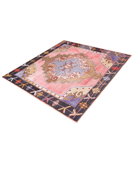 Washable Pink 7' 6 x 7' 6 Timeless Square Area Rug Easy to Clean Stain Resistant & Durable Traditional Classic Vintage Design Carpet for Sale at Rug Engine