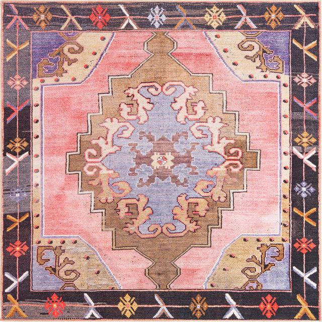 Washable Pink 7' 6 x 7' 6 Timeless Square Area Rug Easy to Clean Stain Resistant & Durable Traditional Classic Vintage Design Carpet for Sale at Rug Engine