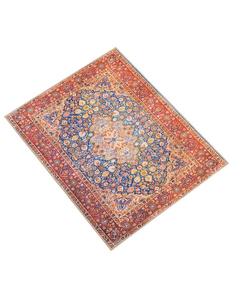 Washable Navy Blue 3' 6 x 5' 6 Timeless Rectangle Area Rug Easy to Clean Stain Resistant & Durable Traditional Classic Vintage Design Carpet for Sale at Rug Engine