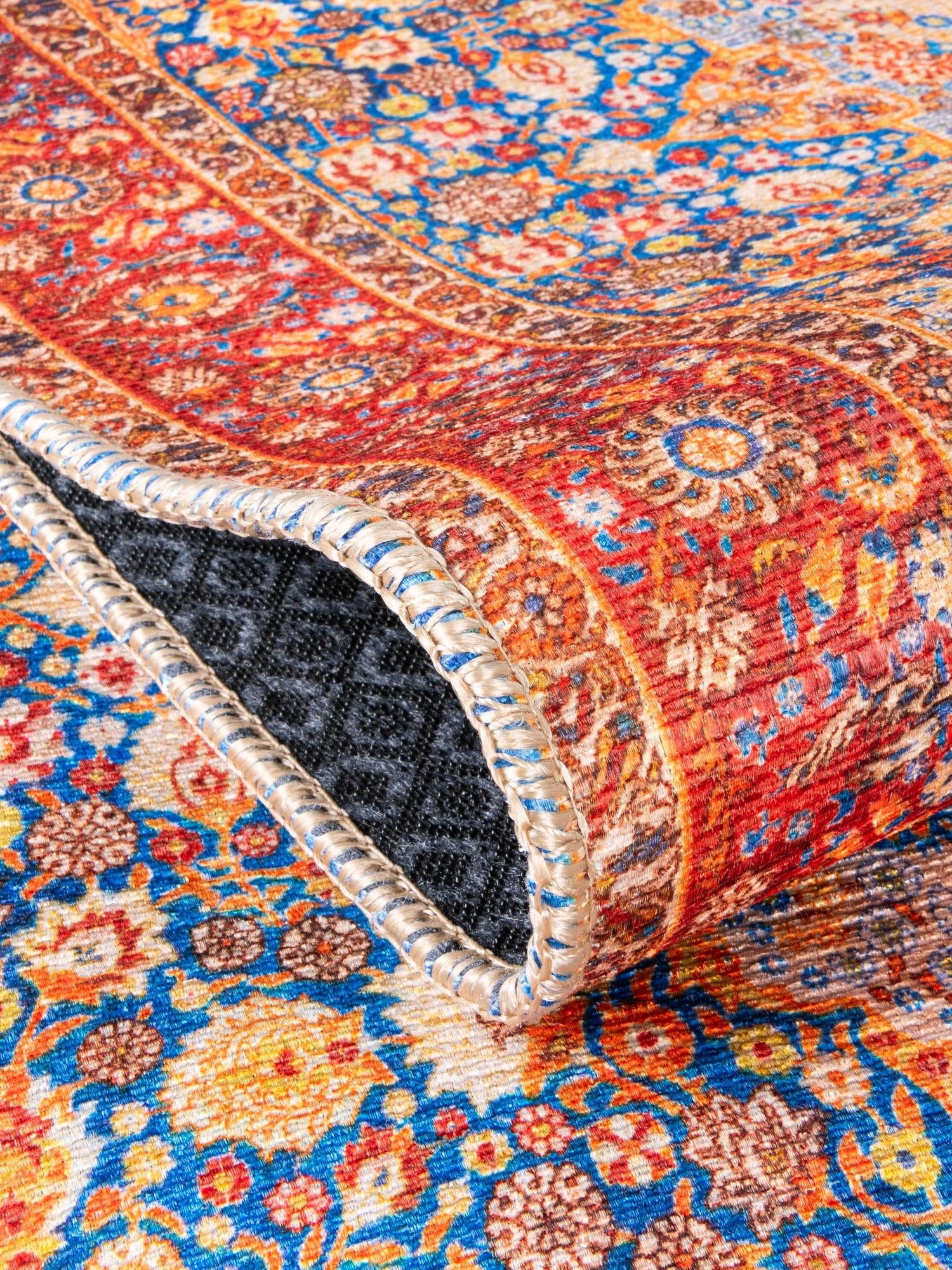 Washable Navy Blue 2' x 3' Timeless Rectangle Area Rug Easy to Clean Stain Resistant & Durable Traditional Classic Vintage Design Carpet for Sale at Rug Engine