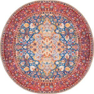 Navy Blue 4' x 4' Timeless Washable Round Rug