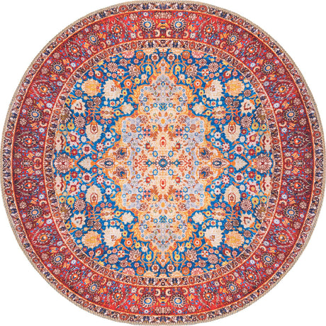 Navy Blue 4' x 4' Timeless Washable Round Rug