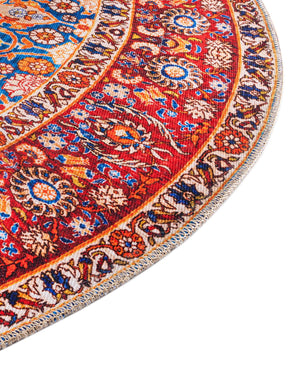 Washable Navy Blue 7' 7 x 7' 7 Timeless Round Area Rug Easy to Clean Stain Resistant & Durable Traditional Classic Vintage Design Carpet for Sale at Rug Engine