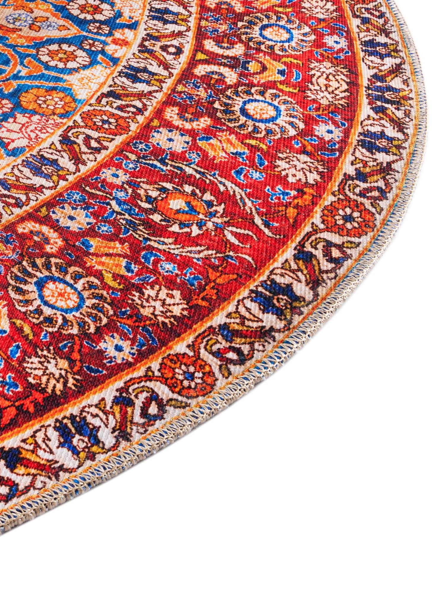 Washable Navy Blue 3' 6 x 3' 6 Timeless Round Area Rug Easy to Clean Stain Resistant & Durable Traditional Classic Vintage Design Carpet for Sale at Rug Engine