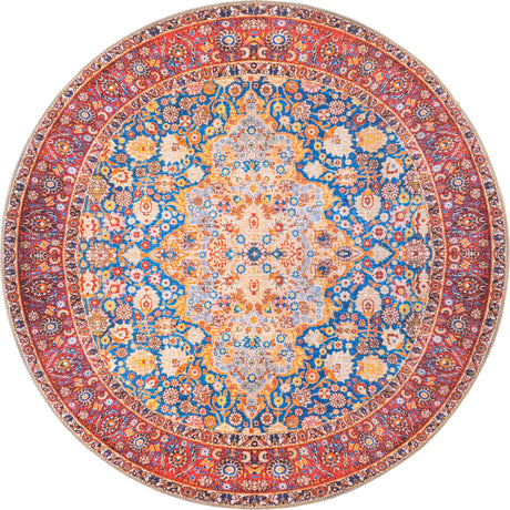 Navy Blue 5' x 5' Timeless Washable Round Rug