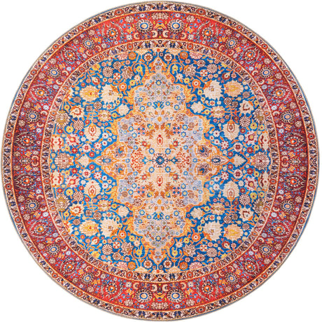 Navy Blue 8' x 8' Timeless Washable Round Rug