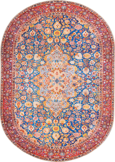 Navy Blue 8' x 10' 6 Timeless Washable Oval Rug