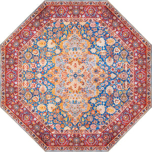 Navy Blue 8' x 8' Timeless Washable Octagon Rug