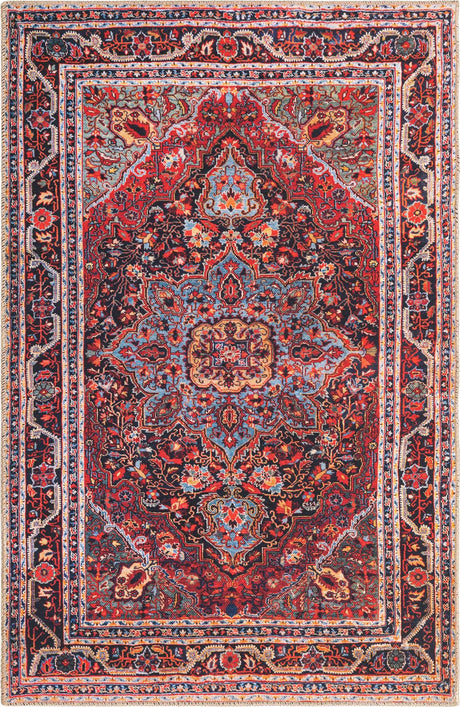 Burgundy 4' x 6' Timeless Washable Rectangle Rug