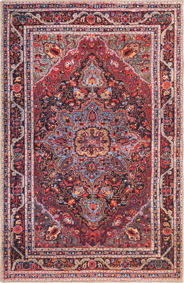 Washable Burgundy 3' 6 x 5' 6 Timeless Rectangle Area Rug Easy to Clean Stain Resistant & Durable Traditional Classic Vintage Design Carpet for Sale at Rug Engine