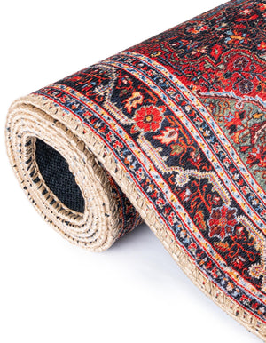 Washable Burgundy 3' 6 x 5' 6 Timeless Rectangle Area Rug Easy to Clean Stain Resistant & Durable Traditional Classic Vintage Design Carpet for Sale at Rug Engine