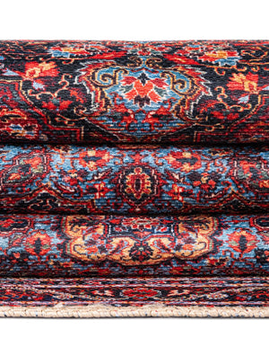 Washable Burgundy 3' 6 x 5' 6 Timeless Rectangle Area Rug Easy to Clean Stain Resistant & Durable Traditional Classic Vintage Design Carpet for Sale at Rug Engine