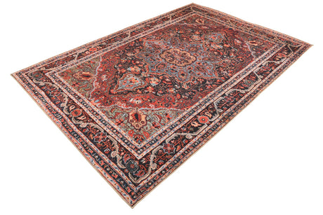 Washable Burgundy 5' x 8' Timeless Rectangle Area Rug Easy to Clean Stain Resistant & Durable Traditional Classic Vintage Design Carpet for Sale at Rug Engine