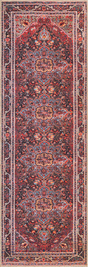 Burgundy 2' x 6' Timeless Washable Runner Rug