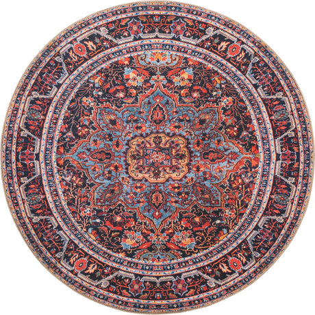 Burgundy 4' x 4' Timeless Washable Round Rug