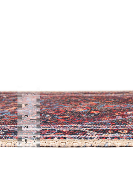 Washable Burgundy 3' 6 x 3' 6 Timeless Round Area Rug Easy to Clean Stain Resistant & Durable