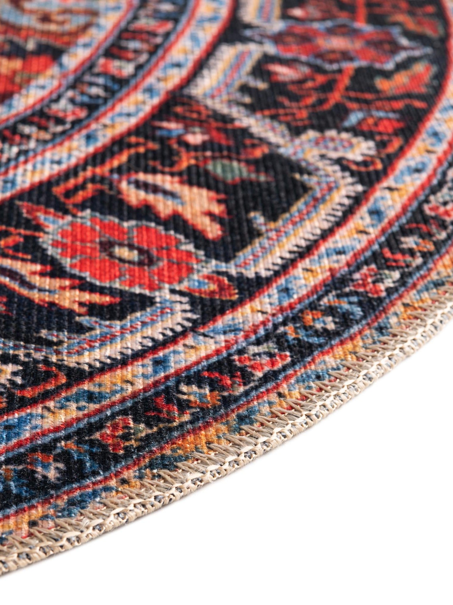 Washable Burgundy 3' 6 x 3' 6 Timeless Round Area Rug Easy to Clean Stain Resistant & Durable