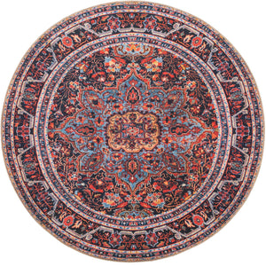 Burgundy 5' x 5' Timeless Washable Round Rug