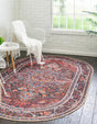 Washable Burgundy 2' x 3' 1 Timeless Oval Area Rug Easy to Clean Stain Resistant & Durable Traditional Classic Vintage Design Carpet for Sale at Rug Engine