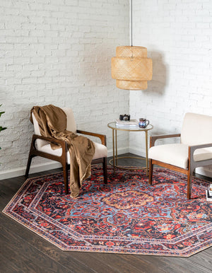 Burgundy 5' 1 x 5' 1 Timeless Washable Octagon Rug