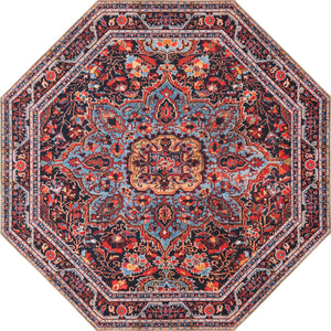 Burgundy 8' x 8' Timeless Washable Octagon Rug