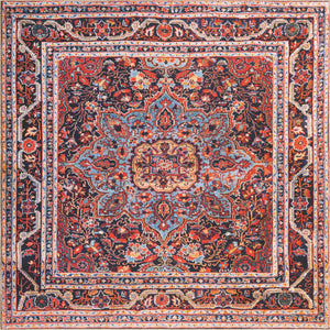 Burgundy 8' x 8' Timeless Washable Square Rug