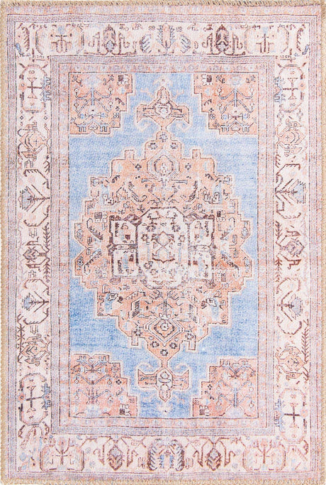 Blue 2' x 3' Timeless Washable Rectangle Rug