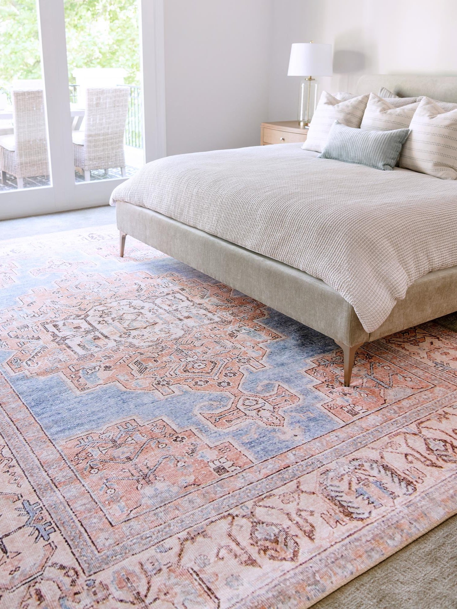 Washable Blue 2' x 3' Timeless Washable Rectangle Area Rug Easy to Clean Stain Resistant & Durable Traditional Classic Vintage Design Carpet for Sale at Rug Engine