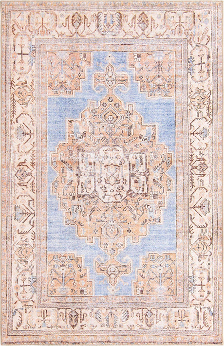 Blue 5' x 8' Timeless Washable Rectangle Rug