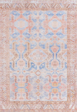 Blue 8' 4 x 12' Timeless Washable Rectangle Rug