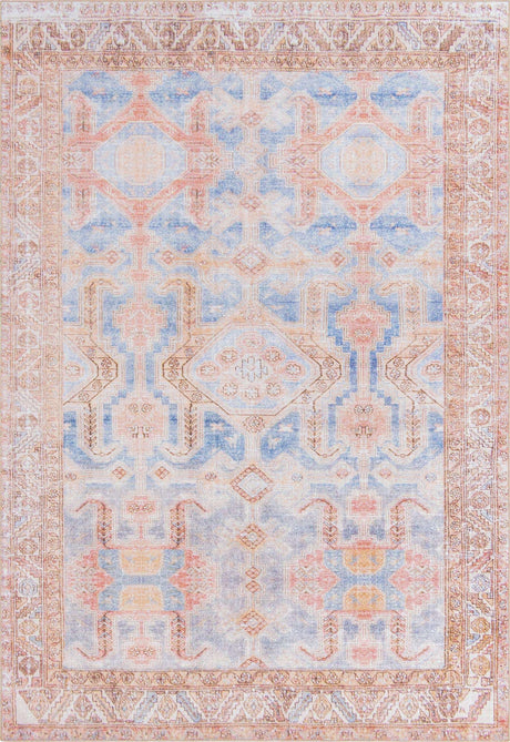 Blue 8' 4 x 12' Timeless Washable Rectangle Rug