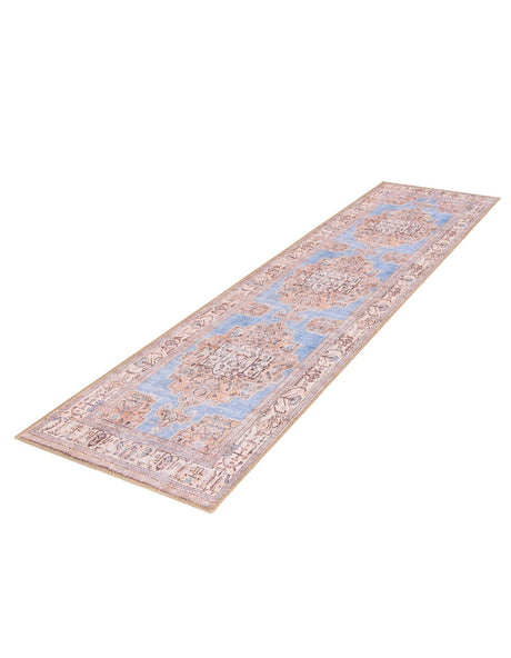 Washable Blue 2' x 6' Timeless Runner Area Rug Easy to Clean Stain Resistant & Durable Traditional Classic Vintage Design Carpet for Sale at Rug Engine