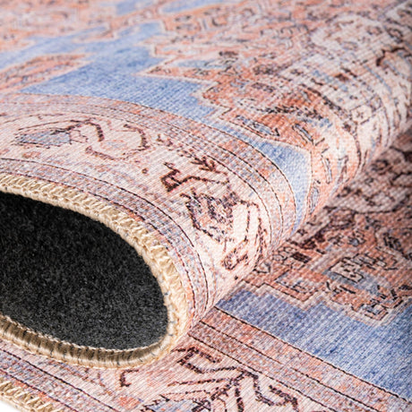 Washable Blue 2' x 6' Timeless Runner Area Rug Easy to Clean Stain Resistant & Durable Traditional Classic Vintage Design Carpet for Sale at Rug Engine