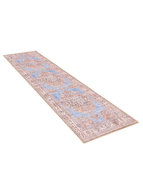 Washable Blue 2' x 6' Timeless Runner Area Rug Easy to Clean Stain Resistant & Durable Traditional Classic Vintage Design Carpet for Sale at Rug Engine