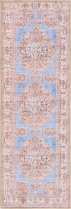 Blue 2' x 6' Timeless Washable Runner Rug
