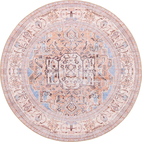 Blue 4' x 4' Timeless Washable Round Rug