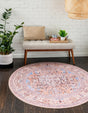 Blue 4' x 4' Timeless Washable Round Rug