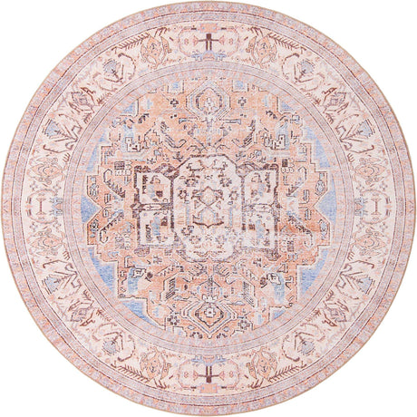 Blue 8' x 8' Timeless Washable Round Rug