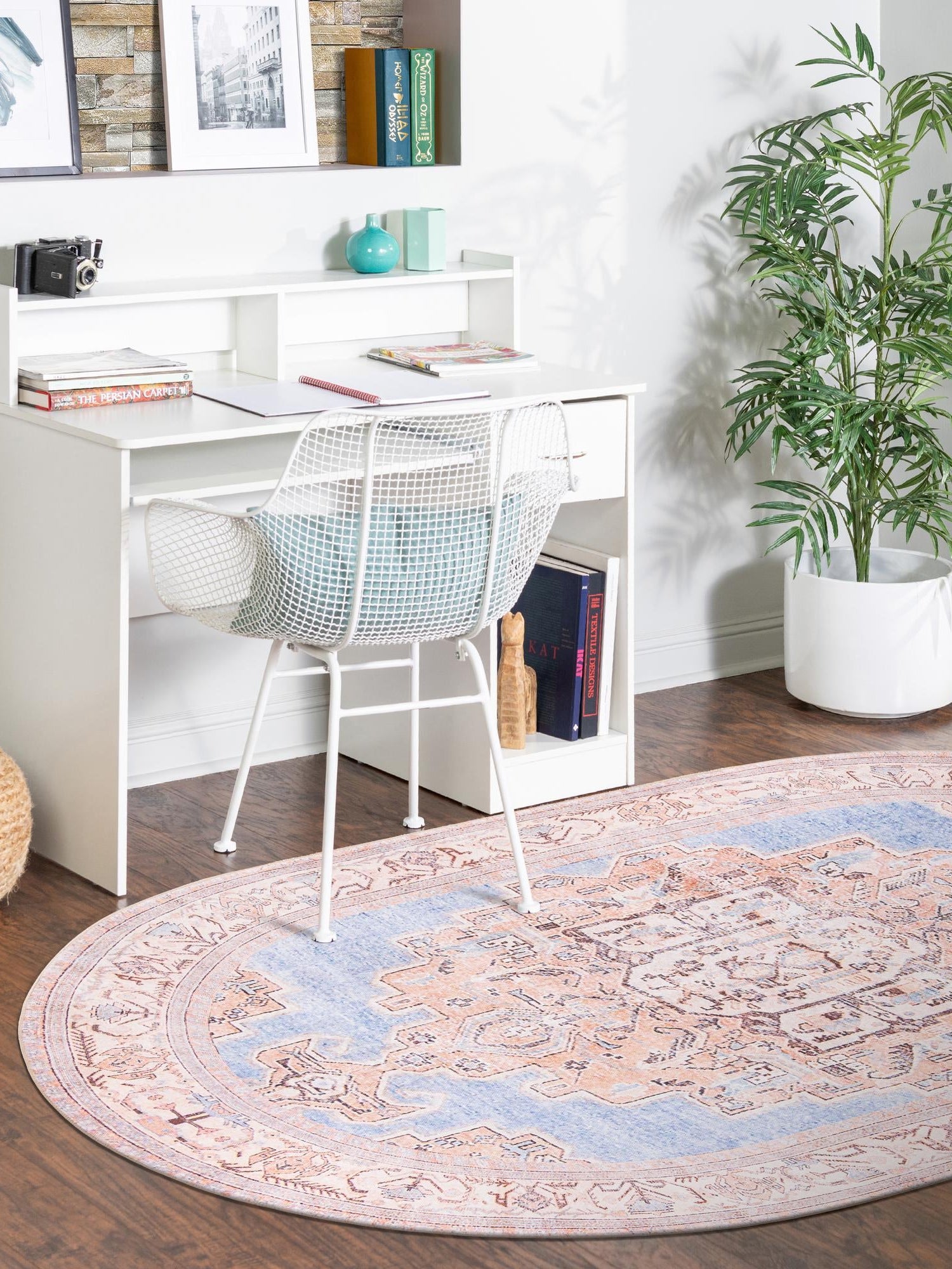 Washable Blue 2' x 3' 1 Timeless Oval Area Rug Easy to Clean Stain Resistant & Durable Traditional Classic Vintage Design Carpet for Sale at Rug Engine