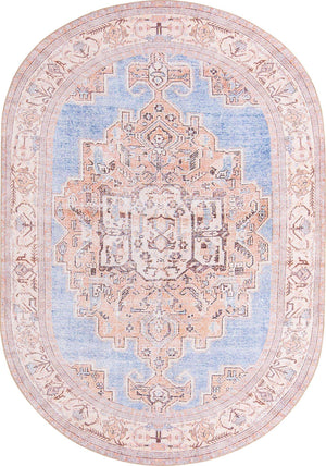 Blue 8' x 10' 6 Timeless Washable Oval Rug