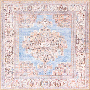 Blue 8' x 8' Timeless Washable Square Rug