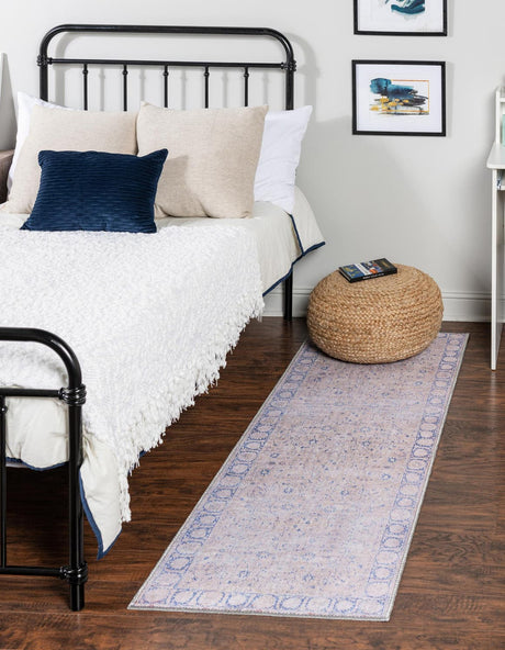 Beige 2' x 6' Timeless Washable Runner Rug