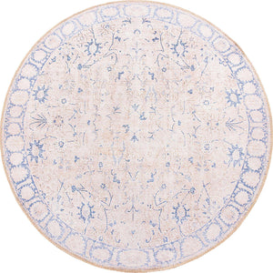 Beige 4' x 4' Timeless Washable Round Rug