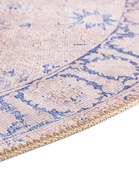Washable Beige 7' 7 x 7' 7 Timeless Round Area Rug Easy to Clean Stain Resistant & Durable Traditional Classic Vintage Design Carpet for Sale at Rug Engine