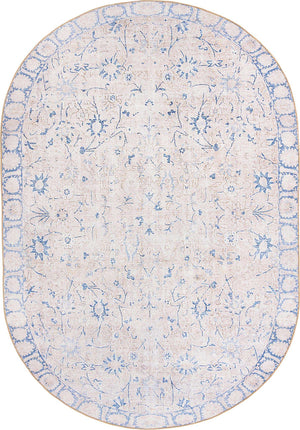 Beige 8' x 10' 6 Timeless Washable Oval Rug